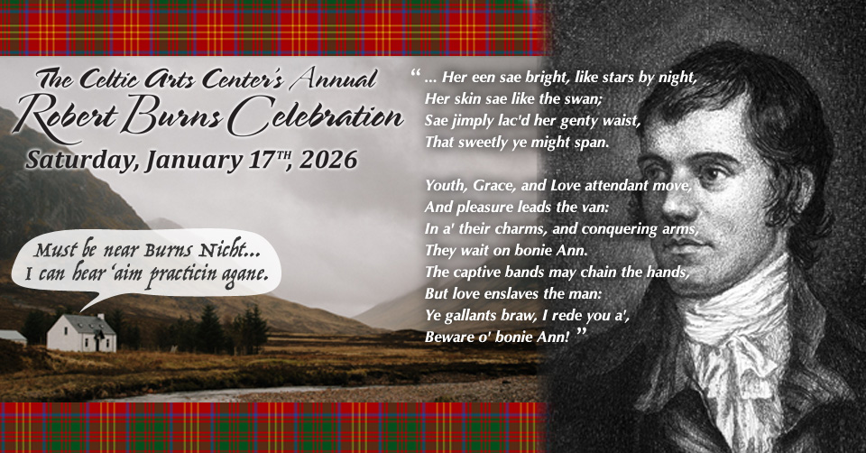 a portrait of Robert Burns with quote from his poem 'Fickle Fortune'