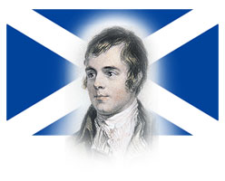 Robert Burns on Scottish Saltire Flag